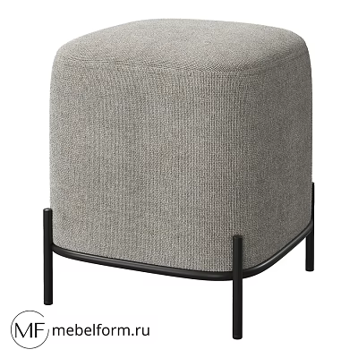 Gray Fabric Sofa Stool With Black Metal Legs Modern Minimalist Design 3d model