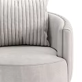 Light Gray Single Seater Sofa With Vertical Tufted Backrest And Golden Metal Legs