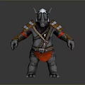 3D Rhino Character Model With Armored Shoulder Pads And Red Belt