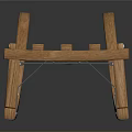 Traditional Wooden Sleigh With Curved Handles And Slatted Base For Winter Outdoor Use