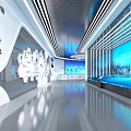 Futuristic Urban Digital Display With Large Screen City Skyline And Network Lines