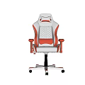 Ergonomic White And Red Office Chair With Padded Armrests And Rolling Base