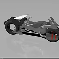 Futuristic Motorcycle With Streamlined Design Metallic Silver Body And Red Accents