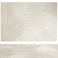 Modern Square Rug Featuring Abstract Curved Lines Pattern Neutral Beige Soft Textured Living Room Decor