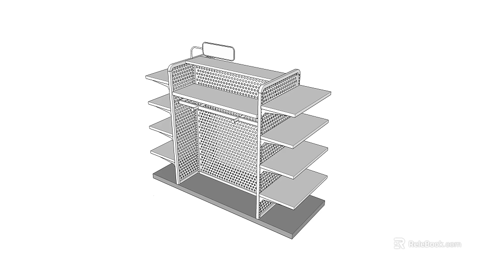 Durable Metal Display Shelf with Multiple Open Shelves Grid Design and Stable Base 3d model 