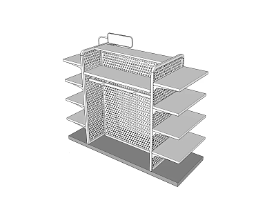 Durable Metal Display Shelf with Multiple Open Shelves Grid Design and Stable Base 3d model