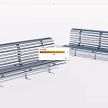 Modern Metal Public Bench With Slatted Design For Outdoor Seating Areas