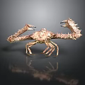 Deep Sea Crab With Large Spiky Claws And Textured Body On Dark Background With Reflection
