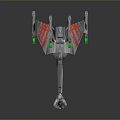 Sci Fi Silver Spaceship With Red Stripes Green Lights And Sleek Design