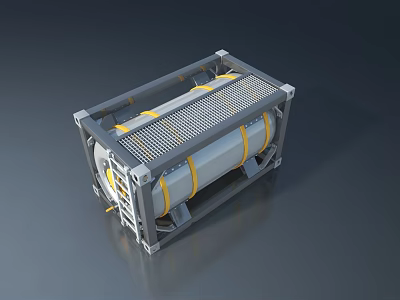 Durable Metal Frame Swing Door With Gray And Yellow Stripes Structure Design 3d model
