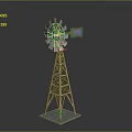 Sturdy Windmill Model Featuring Metal Structure Blades Tower Frame And Square Base