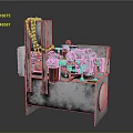 Industrial Mechanical Equipment With Metal Structure Control Panel And Pipes