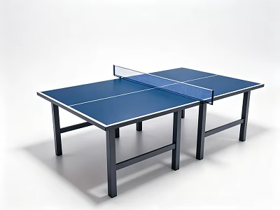 Indoor Ping Pong Table With Blue Tabletop Black Legs And Net For Home Use 3d model