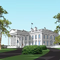The White House Building With White Exterior Columns Lawn Trees And Driveway