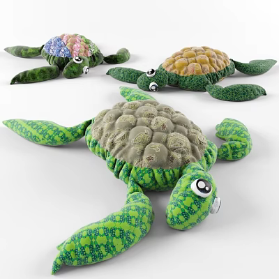 Cute Turtle Plush Toys With Green Yellow Blue Patterned Shells And Big Eyes 3d model Cute Turtle Plush Toys With Green Yellow Blue Patterned Shells And Big Eyes 3d model