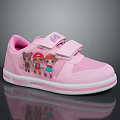 Cute Pink Kids Casual Sneakers With Cartoon Characters And Velcro Straps Design