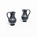 Two Black Ceramic Pitchers With Classic Shape And Elegant Smooth Surface 3d model