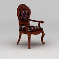 Technology Exhibition Hall Features Dark Brown Carved Leather Chair With Armrests And Tufted Surface