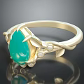 Elegant Gold Ring With Turquoise Gemstone Leaf Design And Pearl Accents