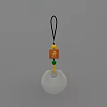 Traditional Chinese Jewelry Pendant With White Circular Charm Red Square Bead And Black Cord