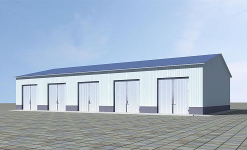 Modern factory garage warehouse 3d model