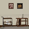 Antique style small cart side a few corner a few table a few 3d model