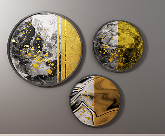 Modern round frame painting hanging picture 3d model