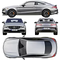 Silver Mercedes Coupe Car With UK Plate Front And Rear View Design