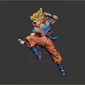 Super Saiyan Son Goku In Orange Outfit Blue Wristbands Fighting Pose Dragon Ball Anime Character