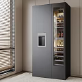 Modern Sleek Freestanding Wine Cabinet With Glass Display Shelves For Elegant Home Wine Storage