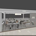 Modern LIGO Exhibition Booth Interior With Tables Chairs Plants And White Design