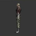 3D Male Figure In Red Vest Camouflage Pants With Arms Outstretched And Black Boots