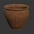 Red Ceramic Vase with Textured Surface and Round Mouth on Dark Background