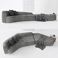 Modern Multiplayer Sofa Long Sofa Pillow Blanket Casual 3d model