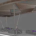 Modern Curved Pergola Structure With Glass Roof And Circular Concrete Bases
