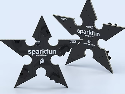 Industrial Electronic Star Shaped Circuit Boards Featuring SparkFun Gamepad USB Interface 3d model