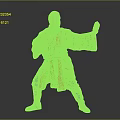 Game And Movie Character Male In Yellow Robe With Martial Arts Stance And Boots