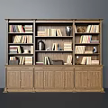 Traditional Wooden Bookshelf Cabinet With Multiple Shelves Books Vases Ornaments And Storage Drawers