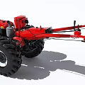 Red Heavy Duty Farm Tractor With Trailer Implement For Agricultural Work 3d model