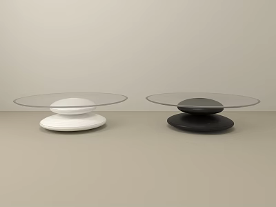 Modern Coffee Table With Glass Top And White Black Base Design 3d model
