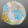 Decorative Ornament Set Made Of Collaged Map Fragments In Sphere Shape