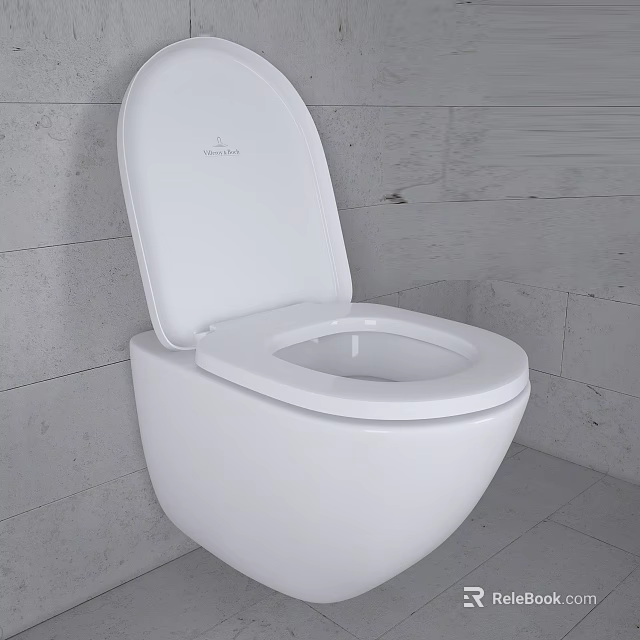 Sleek Modern White Toilet Design with Gray Stone Wall Background and Clean Lines 3d model 