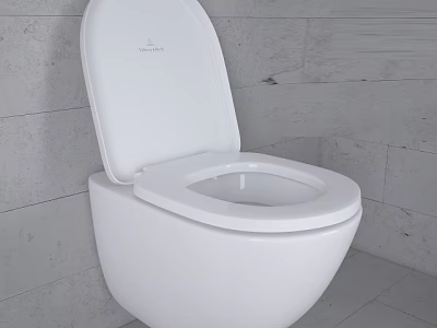 Sleek Modern White Toilet Design with Gray Stone Wall Background and Clean Lines 3d model