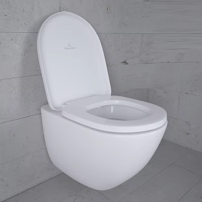 Sleek Modern White Toilet Design with Gray Stone Wall Background and Clean Lines 3d model