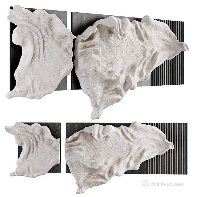 Modern Textured Wall Decor Pieces With Irregular White Surfaces For Home Interior 3d model 