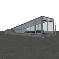 Modern Bus Station With Glass Structure Transparent Roof And FM136 Signage Pillar