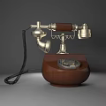 Classic Vintage Telephone With Wooden Base Rotary Dial Metal Cord And Retro Style