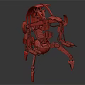 Futuristic Mechanical Character With Multi Legged Biomechanical Structure And Red Black Components 3d model