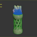 Stone Base Decorative Structure With Colorful Yellow Pink Gradient Crystal Like Top