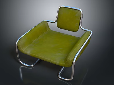 Stylish Modern Green Leather Accent Chair With Silver Metal Frame Design 3d model